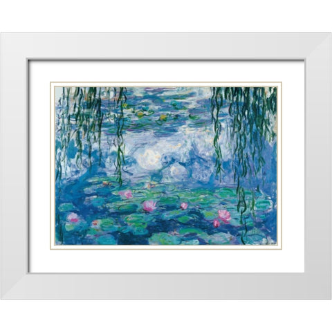 Nympheas White Modern Wood Framed Art Print with Double Matting by Monet, Claude