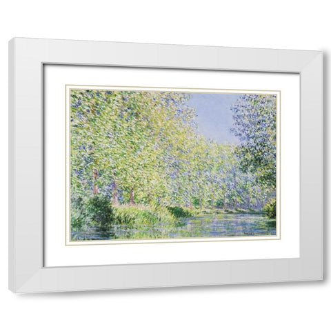 The Epte River near Giverny White Modern Wood Framed Art Print with Double Matting by Monet, Claude