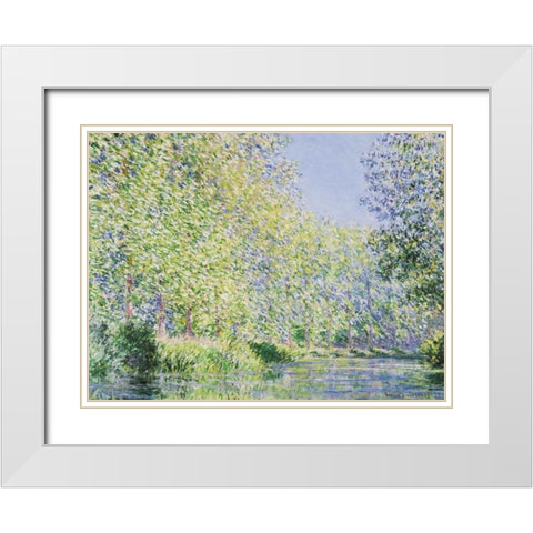 The Epte River near Giverny White Modern Wood Framed Art Print with Double Matting by Monet, Claude