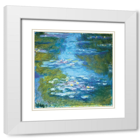 Nympheas White Modern Wood Framed Art Print with Double Matting by Monet, Claude