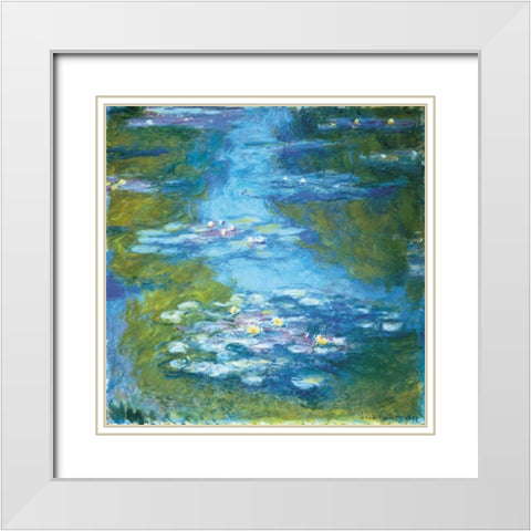 Nympheas White Modern Wood Framed Art Print with Double Matting by Monet, Claude