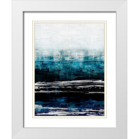 Aqua Reflections with Silver White Modern Wood Framed Art Print with Double Matting by Corbin, Allie