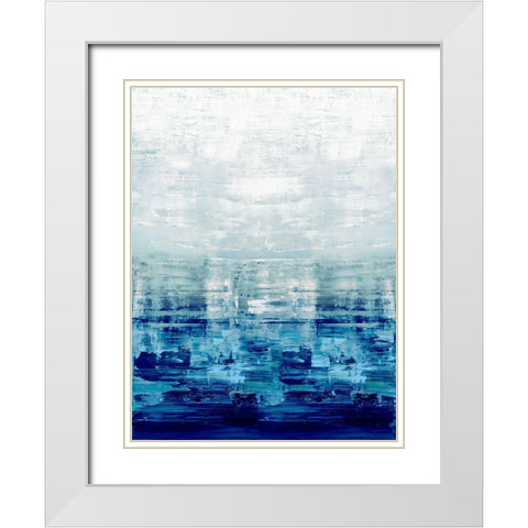 Blue Reflections White Modern Wood Framed Art Print with Double Matting by Corbin, Allie