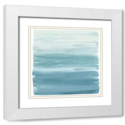 Ombre Acqua II White Modern Wood Framed Art Print with Double Matting by Corbin, Allie