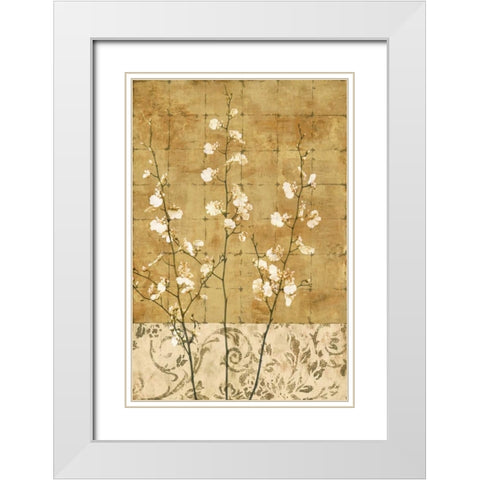 Blossoms in Gold II White Modern Wood Framed Art Print with Double Matting by Donovan, Chris