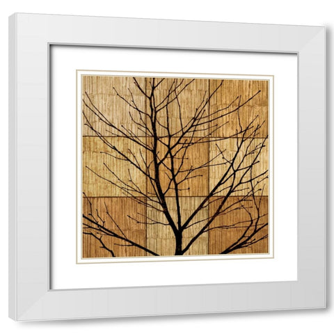 Tree Silhouette II White Modern Wood Framed Art Print with Double Matting by Donovan, Chris
