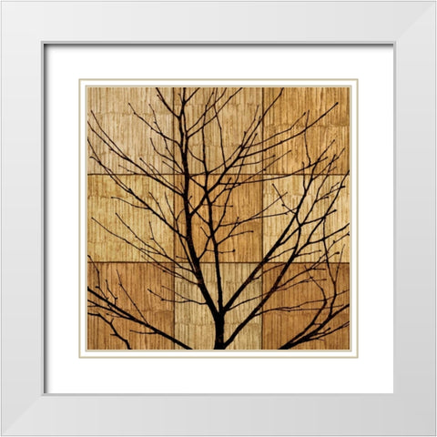 Tree Silhouette II White Modern Wood Framed Art Print with Double Matting by Donovan, Chris