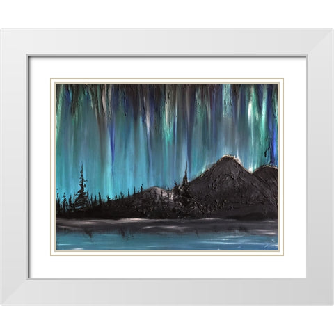 Nordlys Night White Modern Wood Framed Art Print with Double Matting by Klingeler, Christian