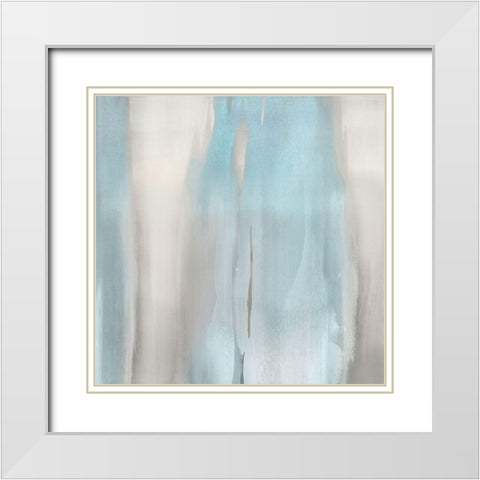 Free Fall Aqua I White Modern Wood Framed Art Print with Double Matting by Wright, Christine