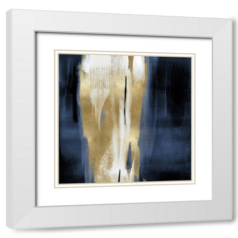 Free Fall Blue with Gold I White Modern Wood Framed Art Print with Double Matting by Wright, Christine