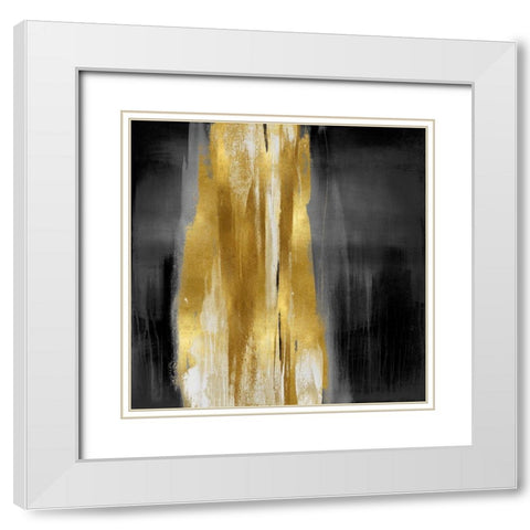 Free Fall Gray with Gold I White Modern Wood Framed Art Print with Double Matting by Wright, Christine