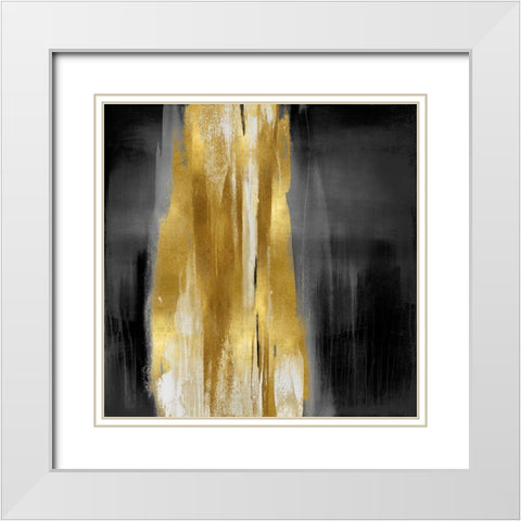 Free Fall Gray with Gold I White Modern Wood Framed Art Print with Double Matting by Wright, Christine