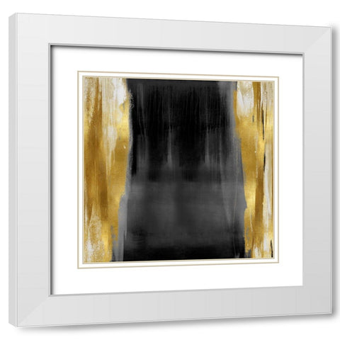 Free Fall Gray with Gold II White Modern Wood Framed Art Print with Double Matting by Wright, Christine