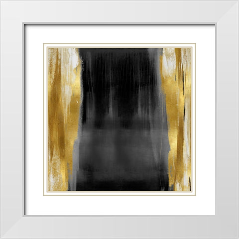 Free Fall Gray with Gold II White Modern Wood Framed Art Print with Double Matting by Wright, Christine