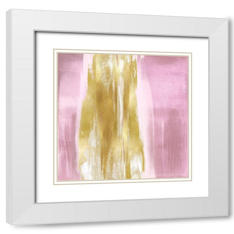 Free Fall Pink with Gold I White Modern Wood Framed Art Print with Double Matting by Wright, Christine
