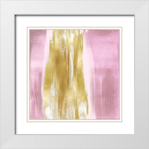 Free Fall Pink with Gold I White Modern Wood Framed Art Print with Double Matting by Wright, Christine