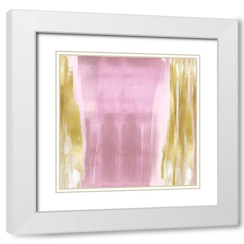 Free Fall Pink with Gold II White Modern Wood Framed Art Print with Double Matting by Wright, Christine