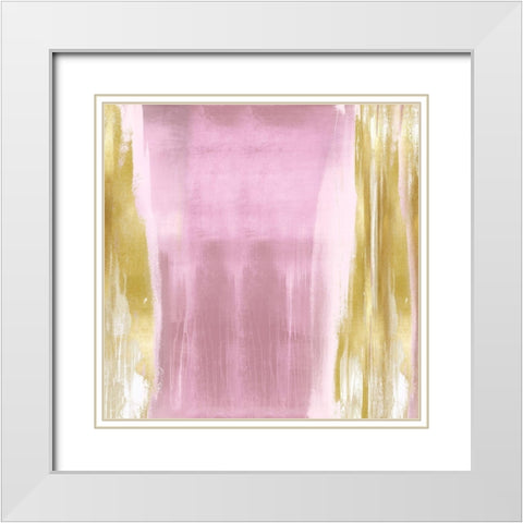 Free Fall Pink with Gold II White Modern Wood Framed Art Print with Double Matting by Wright, Christine