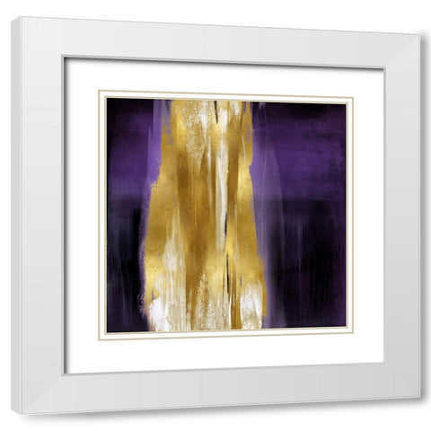 Free Fall Purple with Gold I White Modern Wood Framed Art Print with Double Matting by Wright, Christine