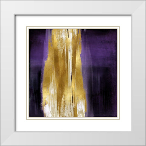 Free Fall Purple with Gold I White Modern Wood Framed Art Print with Double Matting by Wright, Christine