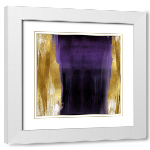 Free Fall Purple with Gold II White Modern Wood Framed Art Print with Double Matting by Wright, Christine