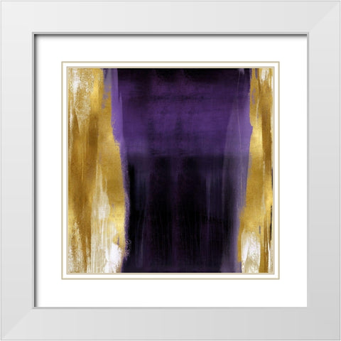 Free Fall Purple with Gold II White Modern Wood Framed Art Print with Double Matting by Wright, Christine