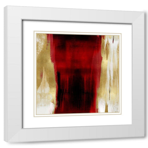 Free Fall Red with Gold II White Modern Wood Framed Art Print with Double Matting by Wright, Christine
