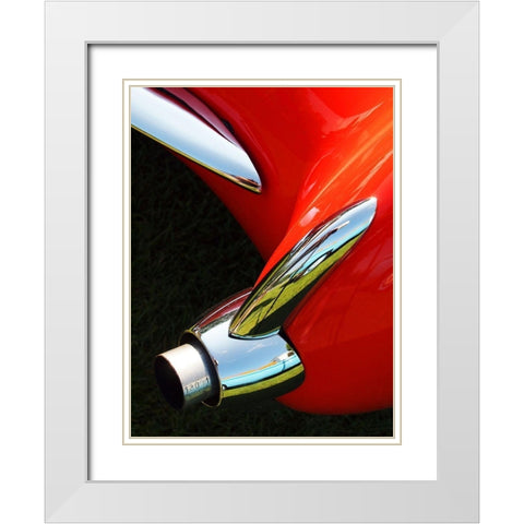 Exhaust on a 1956 Corvette White Modern Wood Framed Art Print with Double Matting by Branson, Clive