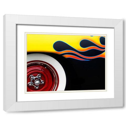 Hot Rod Flames White Modern Wood Framed Art Print with Double Matting by Branson, Clive