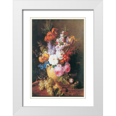 Vase de fleurs White Modern Wood Framed Art Print with Double Matting by Van Spaendonck, Corneille