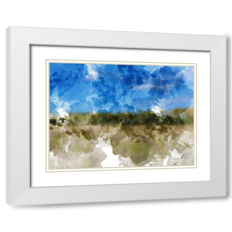 Blue with Green Horizon II White Modern Wood Framed Art Print with Double Matting by Young, Chamira