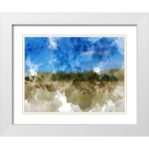 Blue with Green Horizon II White Modern Wood Framed Art Print with Double Matting by Young, Chamira