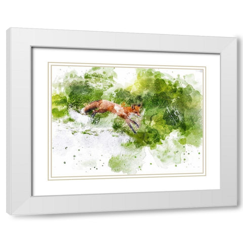 Fox  White Modern Wood Framed Art Print with Double Matting by Young, Chamira