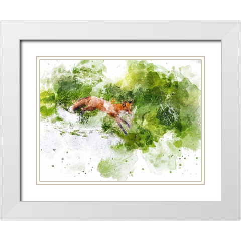 Fox  White Modern Wood Framed Art Print with Double Matting by Young, Chamira