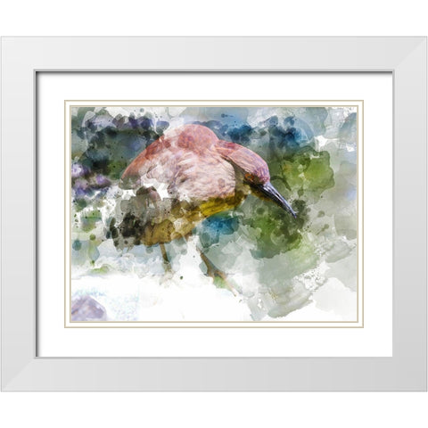 Large Bird on Green White Modern Wood Framed Art Print with Double Matting by Young, Chamira