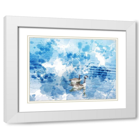 Canadian Geese I White Modern Wood Framed Art Print with Double Matting by Young, Chamira