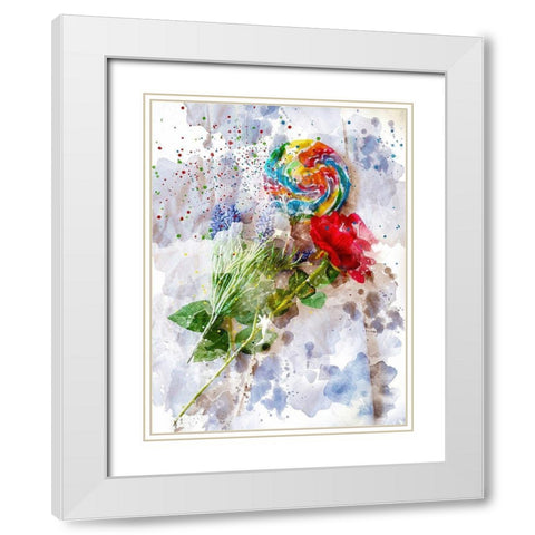 Rose Colored Candy II White Modern Wood Framed Art Print with Double Matting by Young, Chamira