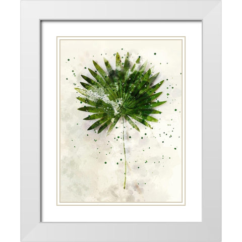 Single Palm White Modern Wood Framed Art Print with Double Matting by Young, Chamira