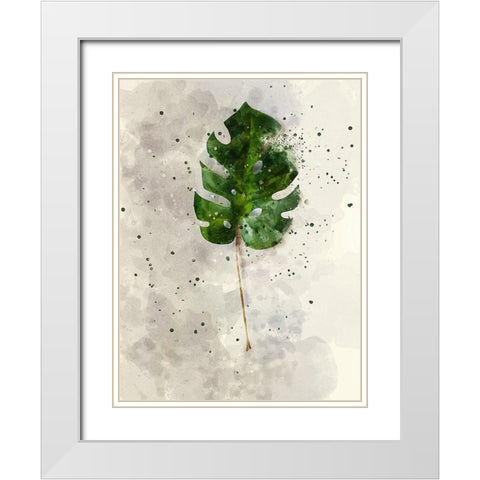 Single Leaf White Modern Wood Framed Art Print with Double Matting by Young, Chamira