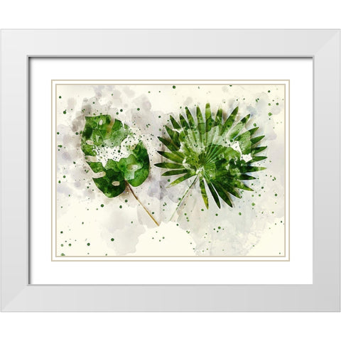 Double Leaf White Modern Wood Framed Art Print with Double Matting by Young, Chamira