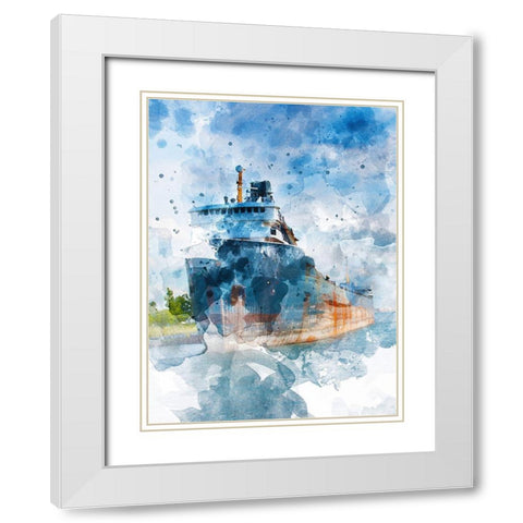 Freighter II White Modern Wood Framed Art Print with Double Matting by Young, Chamira