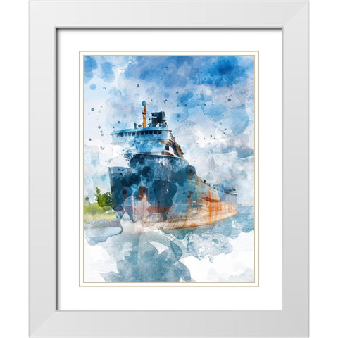 Freighter II White Modern Wood Framed Art Print with Double Matting by Young, Chamira