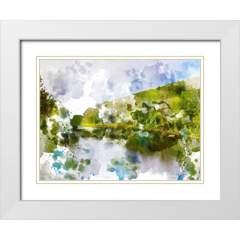 Tranquil Lake II White Modern Wood Framed Art Print with Double Matting by Young, Chamira