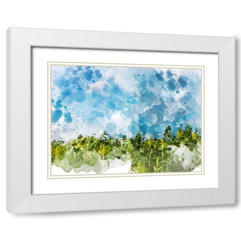 Tree Top White Modern Wood Framed Art Print with Double Matting by Young, Chamira