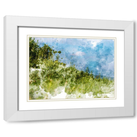 Grassy Meadow White Modern Wood Framed Art Print with Double Matting by Young, Chamira
