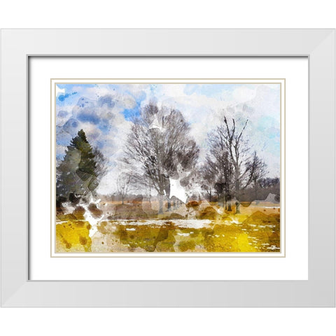 Triple Tree White Modern Wood Framed Art Print with Double Matting by Young, Chamira