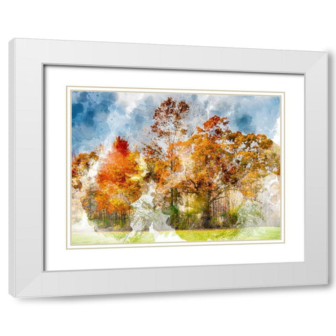 Leaves of Autumn White Modern Wood Framed Art Print with Double Matting by Young, Chamira