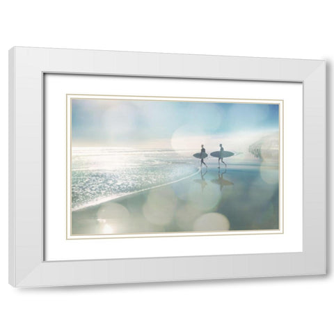 Surfers White Modern Wood Framed Art Print with Double Matting by Davis, Devon