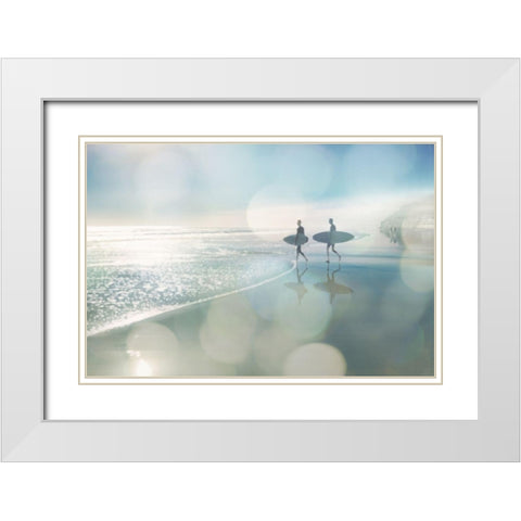 Surfers White Modern Wood Framed Art Print with Double Matting by Davis, Devon