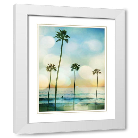 Sunset Surfer White Modern Wood Framed Art Print with Double Matting by Davis, Devon